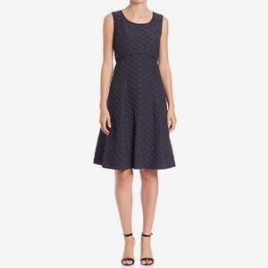 Lafayette 148 Dark Textured Fit and Flare Dress 2